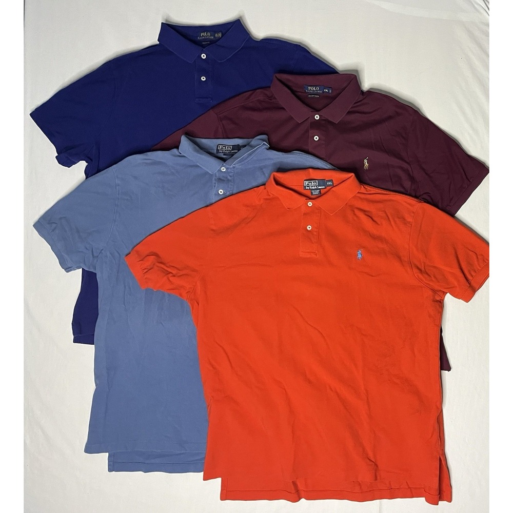 Ralph Lauren Polo Shirts Mens Size 2XL Red Orange Blue White Short Sleeve Lot X4